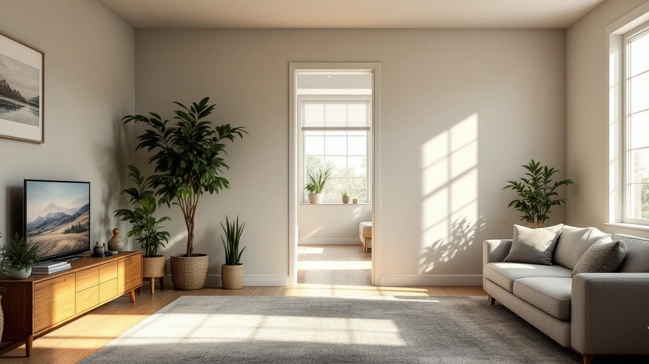 An empty residential room prepared for heating and cooling planning